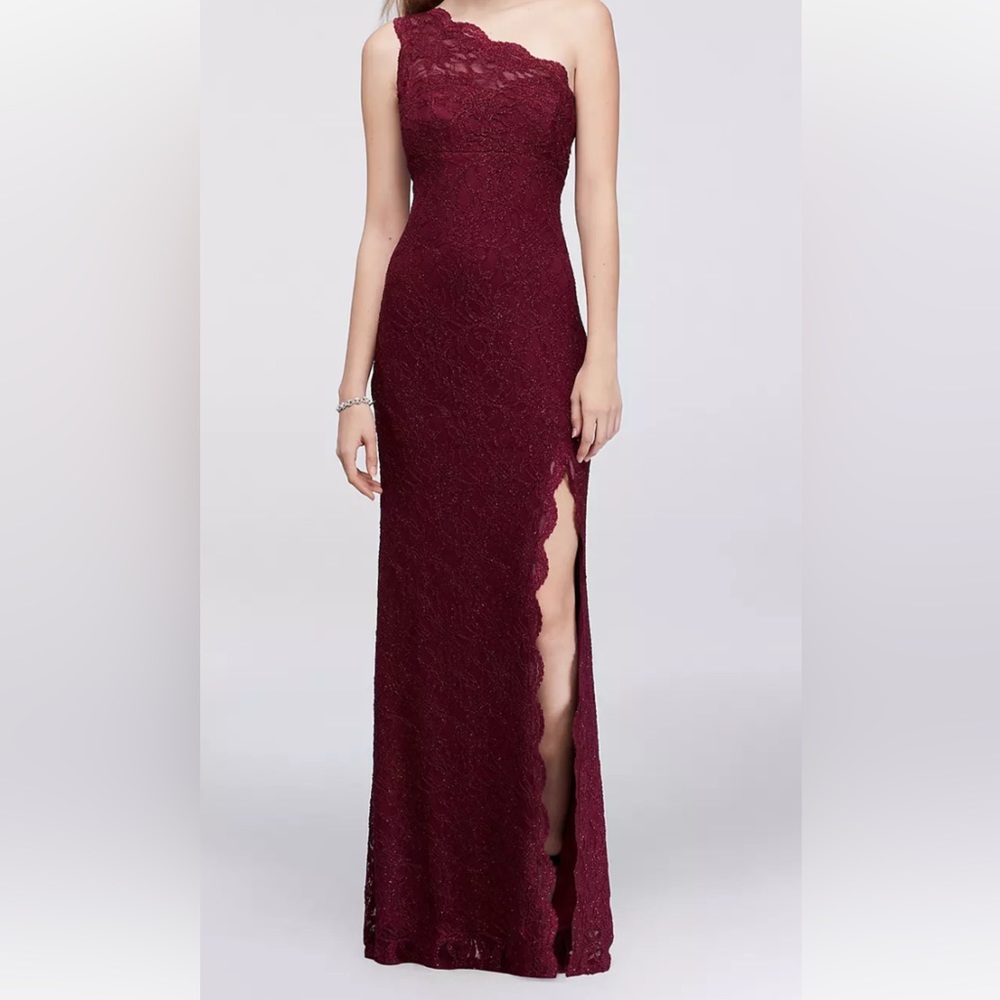 Maroon Sparkly Lace Formal Dress